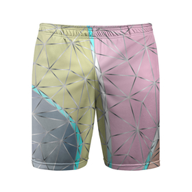 Мужские шорты спортивные с принтом Разноцветный фон из треугольников с металлическими линиями. в Белгороде,  |  | 