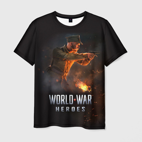 Мужская футболка 3D с принтом World War Heroes Лейтенант в Петрозаводске, 100% полиэфир | прямой крой, круглый вырез горловины, длина до линии бедер | 