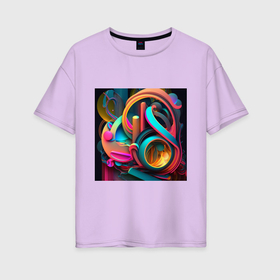 Женская футболка хлопок Oversize с принтом Разноцветные мысли в Белгороде, 100% хлопок | свободный крой, круглый ворот, спущенный рукав, длина до линии бедер
 | 