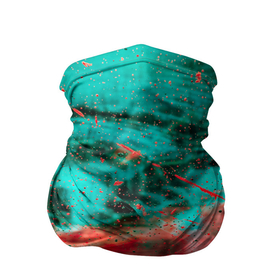 Бандана-труба 3D с принтом Абстрактный светло зелёный туман и красные краски и дым в Новосибирске, 100% полиэстер, ткань с особыми свойствами — Activecool | плотность 150‒180 г/м2; хорошо тянется, но сохраняет форму | Тематика изображения на принте: 