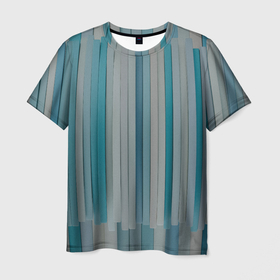 Мужская футболка 3D с принтом Абстрактные геометрические пластины с оттенками синего в Курске, 100% полиэфир | прямой крой, круглый вырез горловины, длина до линии бедер | 