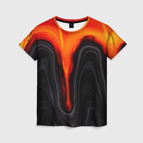 Женская футболка 3D с принтом Абстрактная картина   борьба лавы и нефти в Кировске, 100% полиэфир ( синтетическое хлопкоподобное полотно) | прямой крой, круглый вырез горловины, длина до линии бедер | 