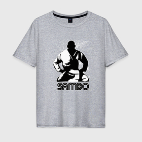 Мужская футболка хлопок Oversize с принтом Боец Самбо , 100% хлопок | свободный крой, круглый ворот, “спинка” длиннее передней части | 