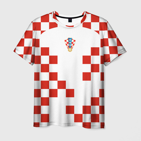 Мужская футболка 3D с принтом Форма сборной Хорватии в Тюмени, 100% полиэфир | прямой крой, круглый вырез горловины, длина до линии бедер | Тематика изображения на принте: 