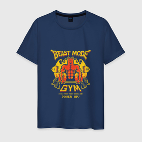 Мужская футболка хлопок с принтом Beast mode gym в Санкт-Петербурге, 100% хлопок | прямой крой, круглый вырез горловины, длина до линии бедер, слегка спущенное плечо. | 