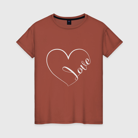 Женская футболка хлопок с принтом Любовь в моём сердце в Тюмени, 100% хлопок | прямой крой, круглый вырез горловины, длина до линии бедер, слегка спущенное плечо | Тематика изображения на принте: 