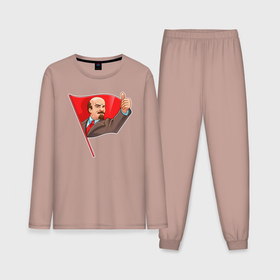 Мужская пижама с лонгсливом хлопок с принтом Ленин одобряет в Тюмени,  |  | 