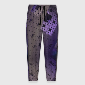 Мужские брюки 3D с принтом Абстрактный фиолетовый геометрический лабиринтовый паттерн , 100% полиэстер | манжеты по низу, эластичный пояс регулируется шнурком, по бокам два кармана без застежек, внутренняя часть кармана из мелкой сетки | 