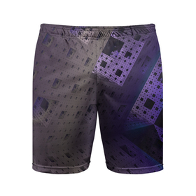Мужские шорты спортивные с принтом Абстрактный фиолетовый геометрический лабиринтовый паттерн в Петрозаводске,  |  | Тематика изображения на принте: 