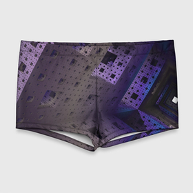 Мужские купальные плавки 3D с принтом Абстрактный фиолетовый геометрический лабиринтовый паттерн в Петрозаводске, Полиэстер 85%, Спандекс 15% |  | Тематика изображения на принте: 