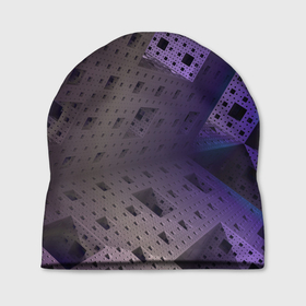 Шапка 3D с принтом Абстрактный фиолетовый геометрический лабиринтовый паттерн в Петрозаводске, 100% полиэстер | универсальный размер, печать по всей поверхности изделия | Тематика изображения на принте: 