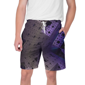 Мужские шорты 3D с принтом Абстрактный фиолетовый геометрический лабиринтовый паттерн ,  полиэстер 100% | прямой крой, два кармана без застежек по бокам. Мягкая трикотажная резинка на поясе, внутри которой широкие завязки. Длина чуть выше колен | 