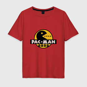 Мужская футболка хлопок Oversize с принтом Pac man game в Петрозаводске, 100% хлопок | свободный крой, круглый ворот, “спинка” длиннее передней части | 