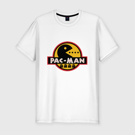 Мужская футболка хлопок Slim с принтом Pac man game в Екатеринбурге, 92% хлопок, 8% лайкра | приталенный силуэт, круглый вырез ворота, длина до линии бедра, короткий рукав | Тематика изображения на принте: 