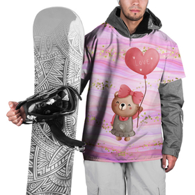 Накидка на куртку 3D с принтом Мишка с шариком Love в Белгороде, 100% полиэстер |  | Тематика изображения на принте: 