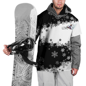 Накидка на куртку 3D с принтом Сноуборд черно белый в Рязани, 100% полиэстер |  | 