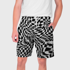 Мужские шорты 3D с принтом Пластика шахматной доски в Тюмени,  полиэстер 100% | прямой крой, два кармана без застежек по бокам. Мягкая трикотажная резинка на поясе, внутри которой широкие завязки. Длина чуть выше колен | 