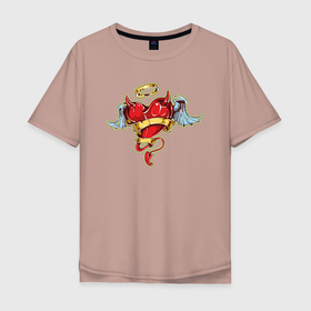 Мужская футболка хлопок Oversize с принтом Сердце дьявол , 100% хлопок | свободный крой, круглый ворот, “спинка” длиннее передней части | 