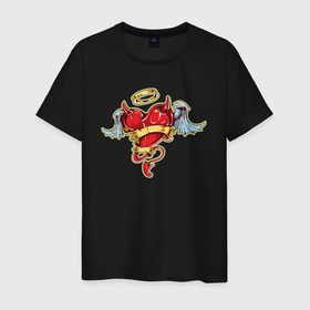 Мужская футболка хлопок с принтом Сердце дьявол в Кировске, 100% хлопок | прямой крой, круглый вырез горловины, длина до линии бедер, слегка спущенное плечо. | 
