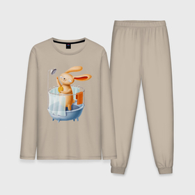 Мужская пижама с лонгсливом хлопок с принтом Песик моется в ванне в Тюмени,  |  | 