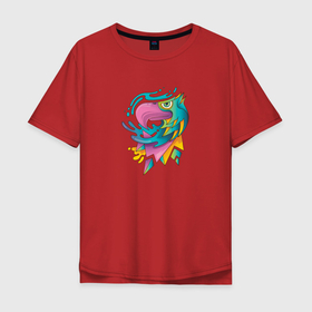 Мужская футболка хлопок Oversize с принтом parrot art в Курске, 100% хлопок | свободный крой, круглый ворот, “спинка” длиннее передней части | 