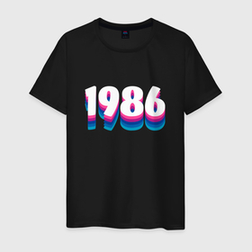 Мужская футболка хлопок с принтом Made in 1986 vintage art в Санкт-Петербурге, 100% хлопок | прямой крой, круглый вырез горловины, длина до линии бедер, слегка спущенное плечо. | 