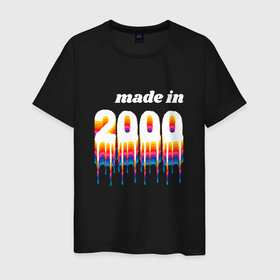 Мужская футболка хлопок с принтом Made in 2000 liquid art в Курске, 100% хлопок | прямой крой, круглый вырез горловины, длина до линии бедер, слегка спущенное плечо. | 