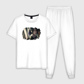 Мужская пижама хлопок с принтом Аниме в реальной жизни: нейросеть в Кировске, 100% хлопок | брюки и футболка прямого кроя, без карманов, на брюках мягкая резинка на поясе и по низу штанин
 | 