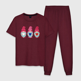 Мужская пижама хлопок с принтом Гномы триколор в Кировске, 100% хлопок | брюки и футболка прямого кроя, без карманов, на брюках мягкая резинка на поясе и по низу штанин
 | 