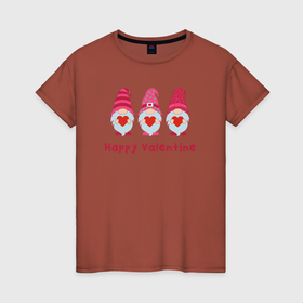 Женская футболка хлопок с принтом Гномы Валентина в Курске, 100% хлопок | прямой крой, круглый вырез горловины, длина до линии бедер, слегка спущенное плечо | 