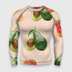 Мужской рашгард 3D с принтом Персик и авокадо в Петрозаводске,  |  | Тематика изображения на принте: 