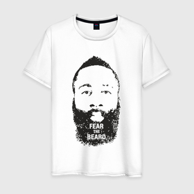 Мужская футболка хлопок с принтом Harden beard в Санкт-Петербурге, 100% хлопок | прямой крой, круглый вырез горловины, длина до линии бедер, слегка спущенное плечо. | 
