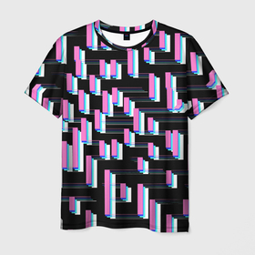 Мужская футболка 3D с принтом Паттерн геометрический контрастный в Петрозаводске, 100% полиэфир | прямой крой, круглый вырез горловины, длина до линии бедер | 