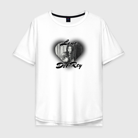 Мужская футболка хлопок Oversize с принтом Lana Del Rey black heart в Белгороде, 100% хлопок | свободный крой, круглый ворот, “спинка” длиннее передней части | Тематика изображения на принте: 