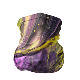 Бандана-труба 3D с принтом Фиолетово жёлтый волны красок в абстракции в Екатеринбурге, 100% полиэстер, ткань с особыми свойствами — Activecool | плотность 150‒180 г/м2; хорошо тянется, но сохраняет форму | 