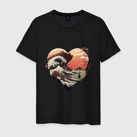 Мужская футболка хлопок с принтом Волнение сердца в Екатеринбурге, 100% хлопок | прямой крой, круглый вырез горловины, длина до линии бедер, слегка спущенное плечо. | 