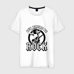 Мужская футболка хлопок с принтом Let there be rock в Кировске, 100% хлопок | прямой крой, круглый вырез горловины, длина до линии бедер, слегка спущенное плечо. | 