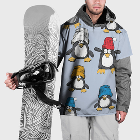 Накидка на куртку 3D с принтом Смешные пингвины в Кировске, 100% полиэстер |  | 