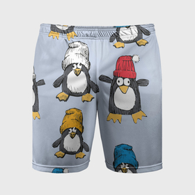 Мужские шорты спортивные с принтом Смешные пингвины в Курске,  |  | 