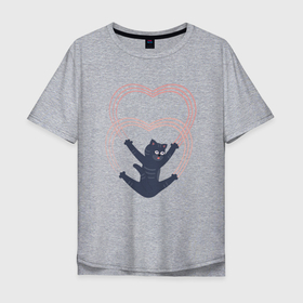 Мужская футболка хлопок Oversize с принтом С любовью Ваш котик в Курске, 100% хлопок | свободный крой, круглый ворот, “спинка” длиннее передней части | 