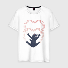 Мужская футболка хлопок с принтом С любовью Ваш котик в Курске, 100% хлопок | прямой крой, круглый вырез горловины, длина до линии бедер, слегка спущенное плечо. | 
