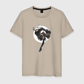 Мужская футболка хлопок с принтом 9S  2B from NieR: Automata в Екатеринбурге, 100% хлопок | прямой крой, круглый вырез горловины, длина до линии бедер, слегка спущенное плечо. | 