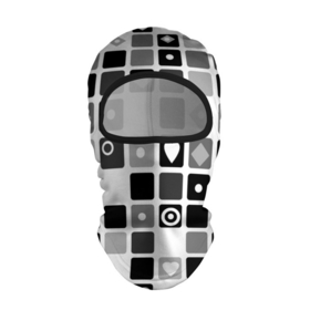 Балаклава 3D с принтом Черно белый узор мозаика в Новосибирске, 100% полиэстер, ткань с особыми свойствами — Activecool | плотность 150–180 г/м2; хорошо тянется, но при этом сохраняет форму. Закрывает шею, вокруг отверстия для глаз кайма. Единый размер | 