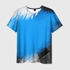 Мужская футболка 3D с принтом Абстрактный пятнистый черно синий узор в Екатеринбурге, 100% полиэфир | прямой крой, круглый вырез горловины, длина до линии бедер | Тематика изображения на принте: 