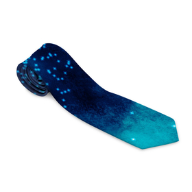 Галстук 3D с принтом Градиент голубой и синий текстурный с блестками в Новосибирске, 100% полиэстер | Длина 148 см; Плотность 150-180 г/м2 | Тематика изображения на принте: 