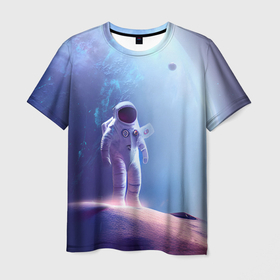 Мужская футболка 3D с принтом Space traveler в Екатеринбурге, 100% полиэфир | прямой крой, круглый вырез горловины, длина до линии бедер | 