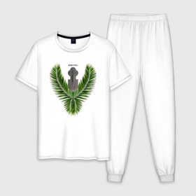 Мужская пижама хлопок с принтом Крест православный армянский , 100% хлопок | брюки и футболка прямого кроя, без карманов, на брюках мягкая резинка на поясе и по низу штанин
 | 