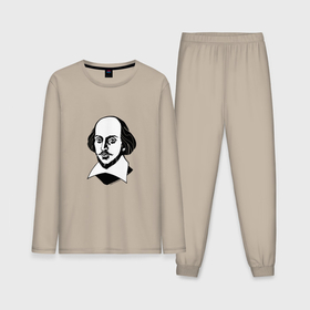 Мужская пижама с лонгсливом хлопок с принтом Уильям Шекспир, графический портрет в Белгороде,  |  | 