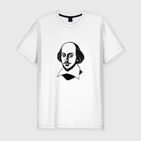 Мужская футболка хлопок Slim с принтом Уильям Шекспир, графический портрет в Белгороде, 92% хлопок, 8% лайкра | приталенный силуэт, круглый вырез ворота, длина до линии бедра, короткий рукав | 