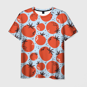 Мужская футболка 3D с принтом Томатный принт в Белгороде, 100% полиэфир | прямой крой, круглый вырез горловины, длина до линии бедер | 